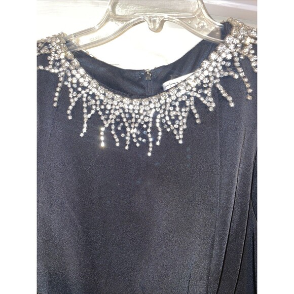 Ieena For Macduggal High Neck Gown Size 12 Black Faux Jewels Going Out Party NWT - Picture 6 of 14